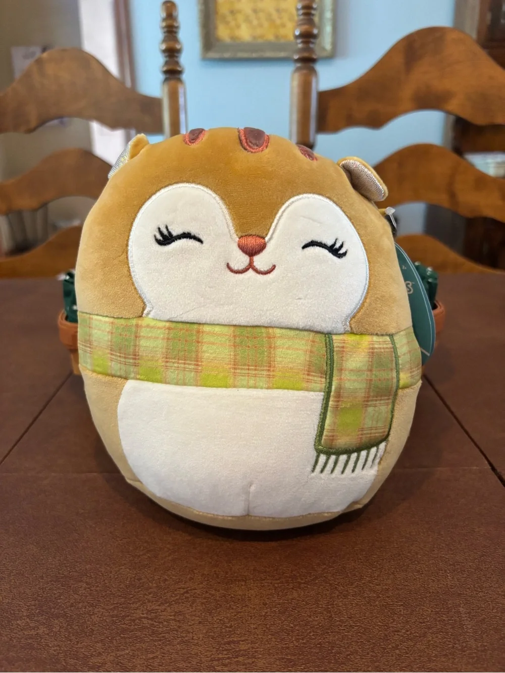 Squishmallows Tan & Cream Cozy Scarf Squirrel Plush